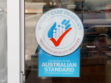 Accredited Pharmacy sign displayed in Chemist window